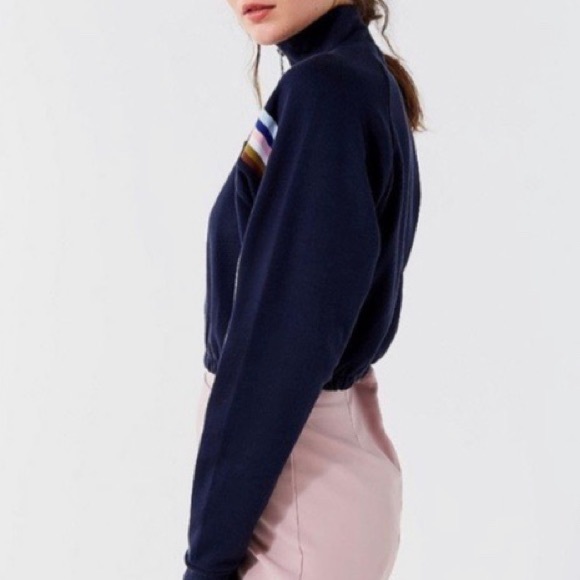 Multicolor Navy Cropped Half Zip - Picture 2 of 4